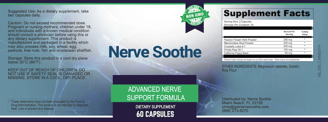 Nerve Soothe Product Label